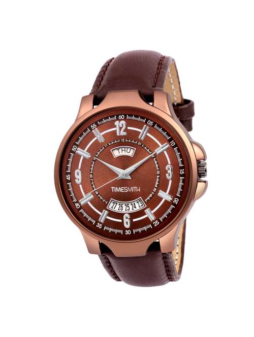 timesmith premium analog brown dial brown leather watch for men tsc-085ktd1 - 16725007 - Very Small Image - 1