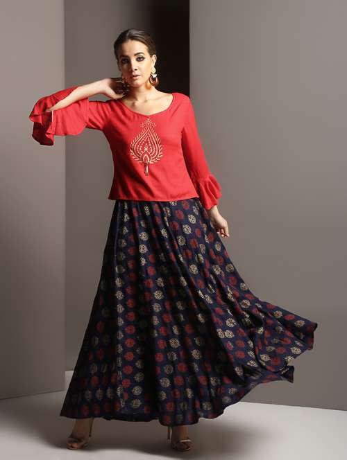foil print skirt top set - 16733968 - Very Small Image - 1