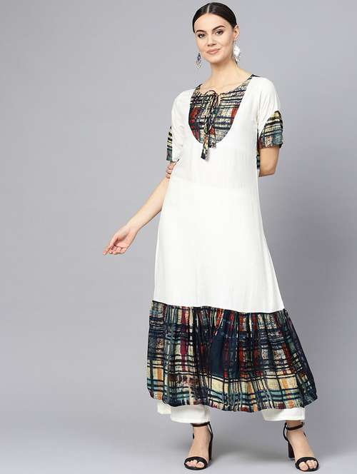 ruffle a-line kurta - 16739195 - Very Small Image - 1