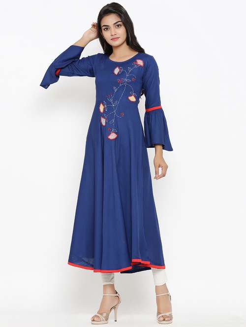 embroidered flared kurta - 16745263 - Very Small Image - 1