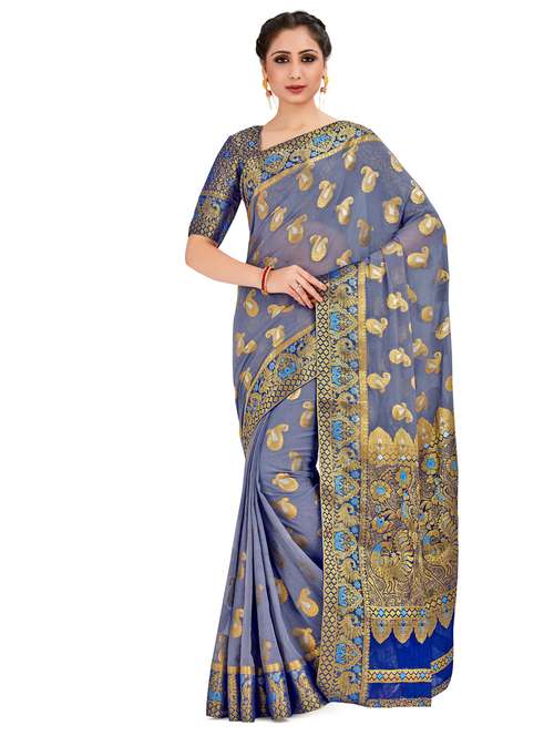 paisley banarasi saree - 16750474 - Very Small Image - 1