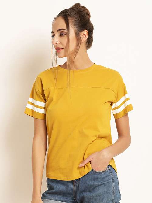 women's chest print round neck t-shirt - 16797791 - Very Small Image - 1