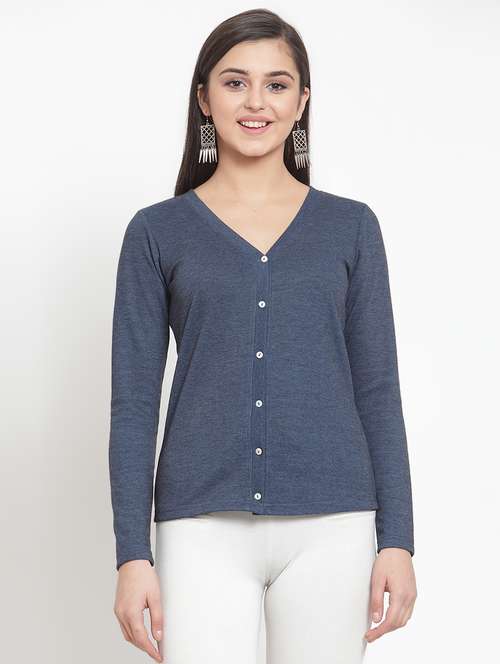 v-neck slate grey cardigan - 16830249 - Very Small Image - 1