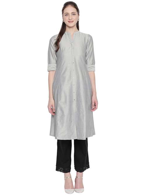solid a-line kurta - 16854544 - Very Small Image - 1