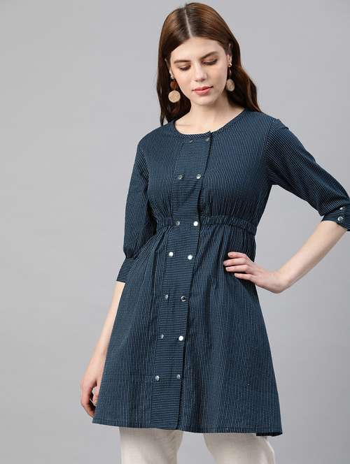 button up striped tunic - 16861835 - Very Small Image - 1