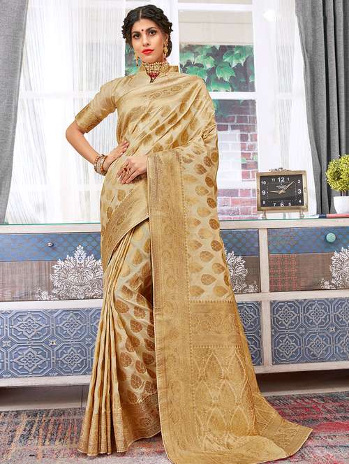 women's self design beige colored saree - 16882085 - Very Small Image - 1