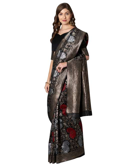 paisley kanjivaram saree with blouse - 16907019 - Very Small Image - 1