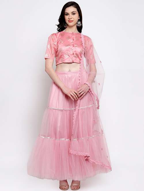 pastel tiered flared lehenga - 16910532 - Very Small Image - 1