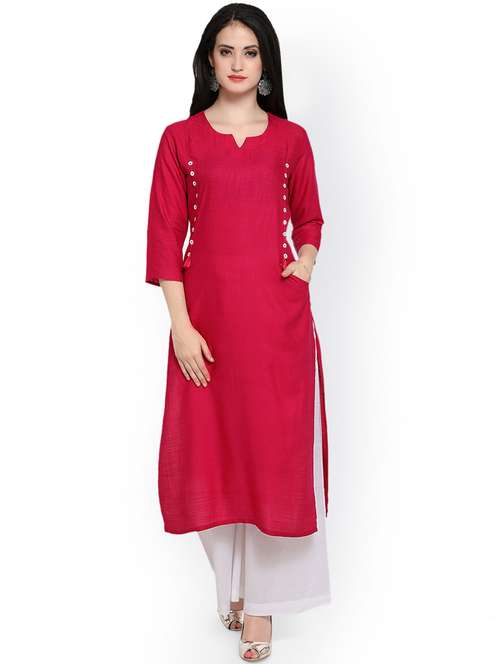 solid straight kurta - 16928754 - Very Small Image - 1