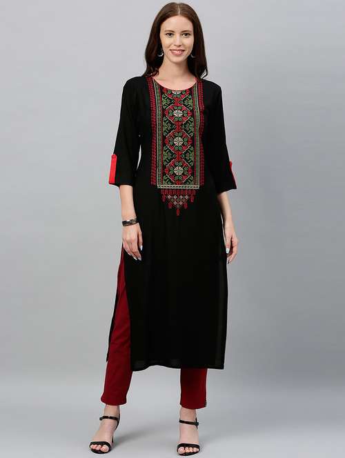 women's straight kurta - 16987197 - Very Small Image - 1