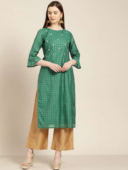 checkered traight kurta - 16989115 - Very Small Image - 1