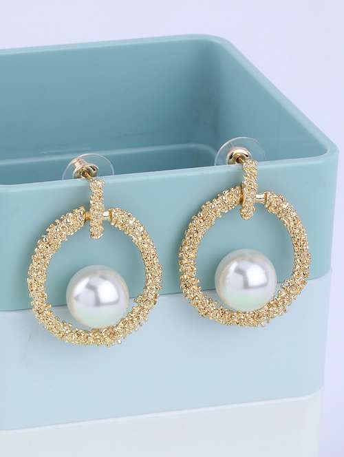 gold metal drop earring - 16994316 - Very Small Image - 1