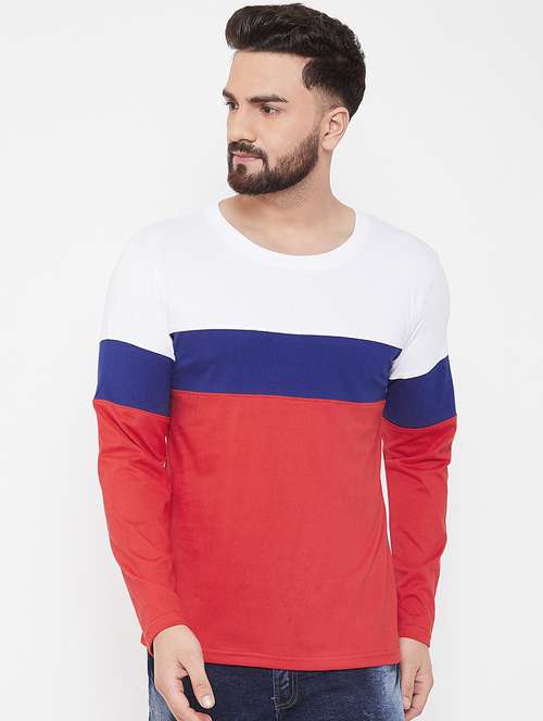 red color block tshirt - 17027093 - Very Small Image - 1