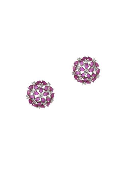 pink metal studs earring - 17041341 - Very Small Image - 1