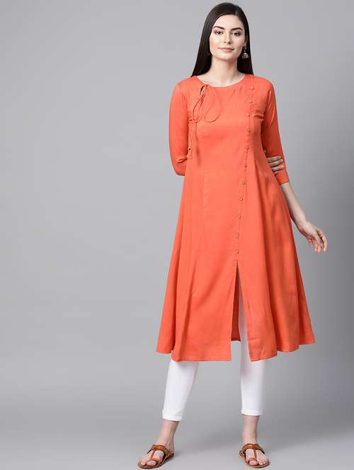 solid a-line kurta - 17080406 - Very Small Image - 1