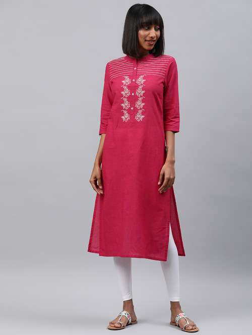 fuchsia straight kurta - 17122920 - Very Small Image - 1