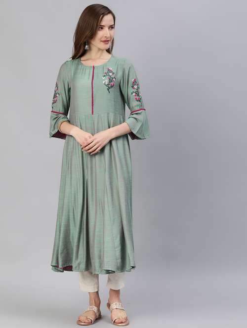 embroidered anarkali kurta - 17142655 - Very Small Image - 1