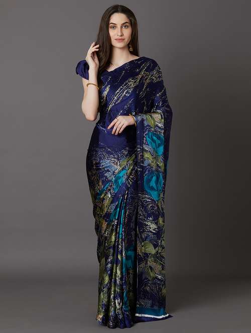 abstract printed saree with blouse - 17157891 - Very Small Image - 1