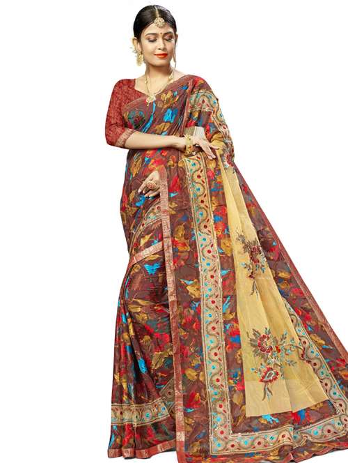 abstract embroidered saree - 17164326 - Very Small Image - 1