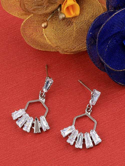 silver metal drop earring - 17194356 - Very Small Image - 1