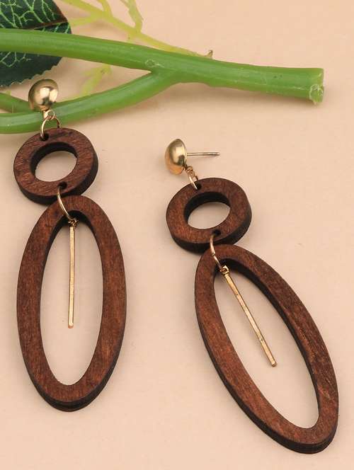 brown metal drop earring - 17194407 - Very Small Image - 1