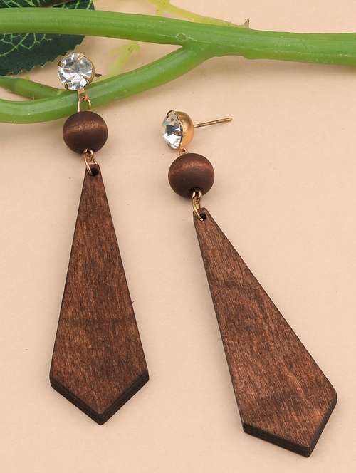 brown metal drop earring - 17194412 - Very Small Image - 1