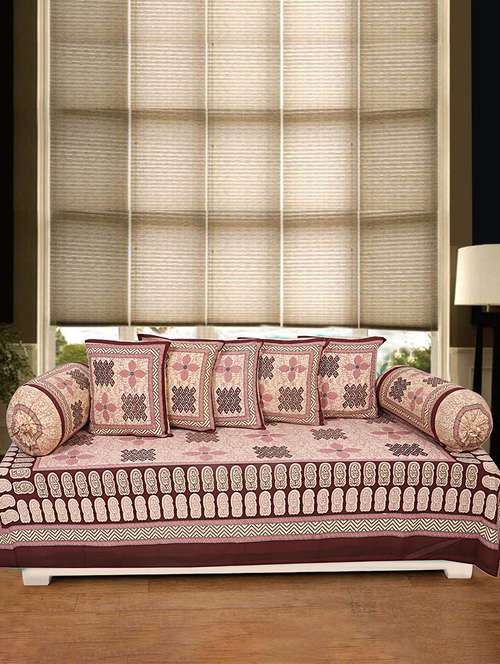 cotton jaipuri print diwan set (pack of 8) - 17205227 - Very Small Image - 1