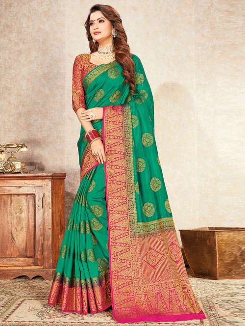 bordered woven saree - 17225012 - Very Small Image - 1