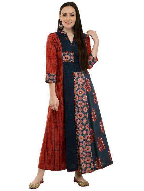 color block anarkali kurta - 17231321 - Very Small Image - 1