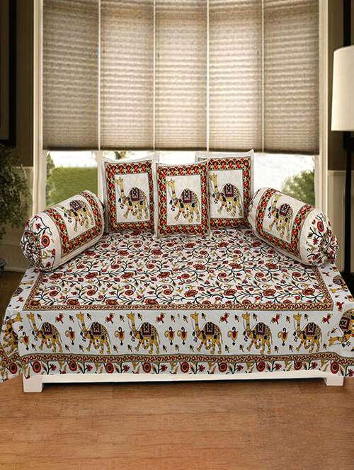 cotton jaipuri print traditional diwan set - 17279697 - Very Small Image - 1