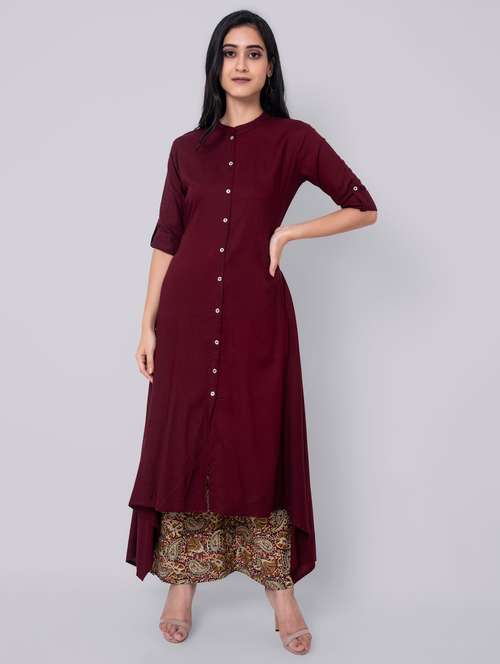 solid asymmetric kurta - 17286109 - Very Small Image - 1
