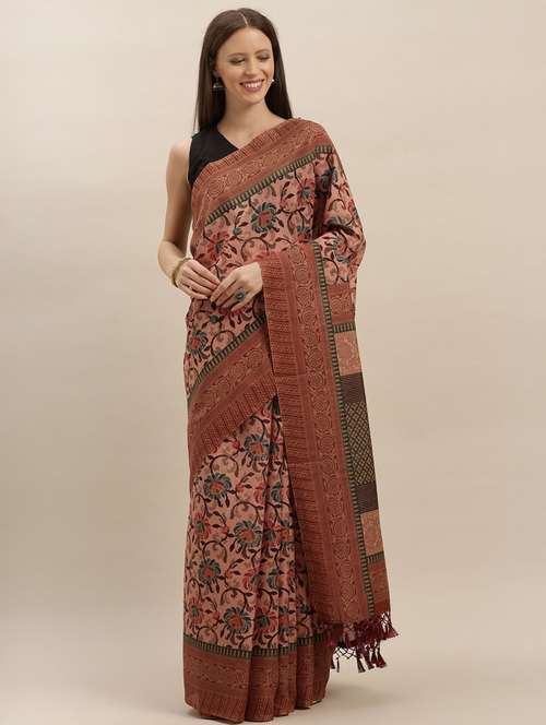 floral printed saree with blouse - 17290068 - Very Small Image - 1