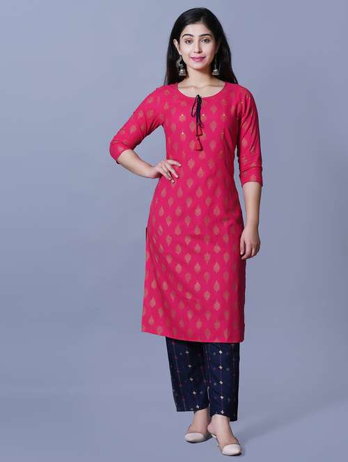 magenta kurta pant set - 17336564 - Very Small Image - 1