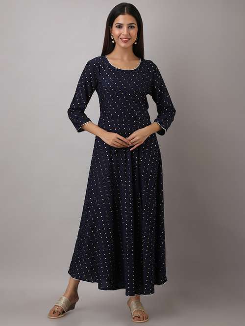 gold print flared kurta - 17337032 - Very Small Image - 1