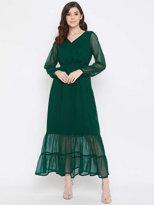 overlap neck bottle green dress  - 17337071 - Very Small Image - 1