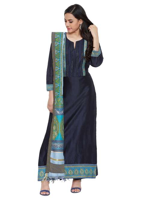 printed unstitched palazzo suit - 17344817 - Very Small Image - 1