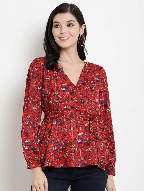 tie front peplum top - 17347151 - Very Small Image - 1