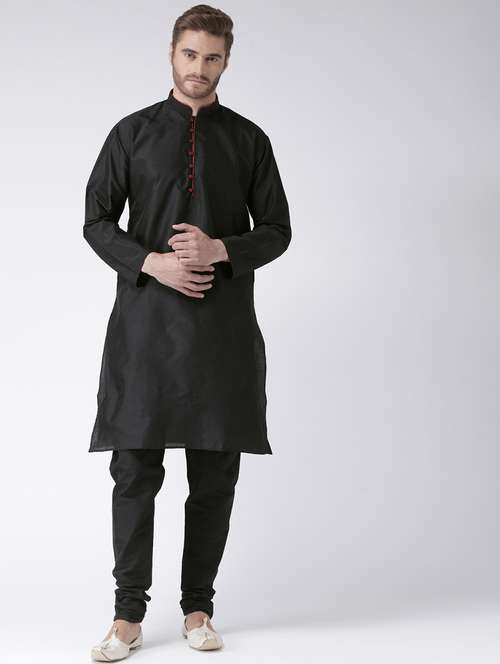 black solid kurta pyjama set - 17356999 - Very Small Image - 1