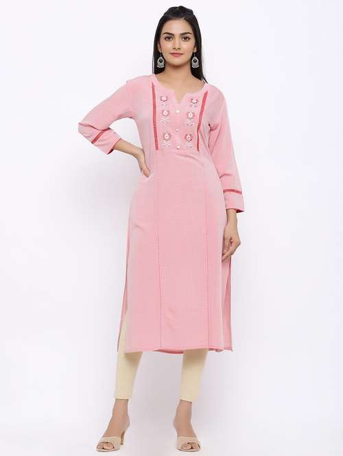 embroidered straight kurta - 17375664 - Very Small Image - 1