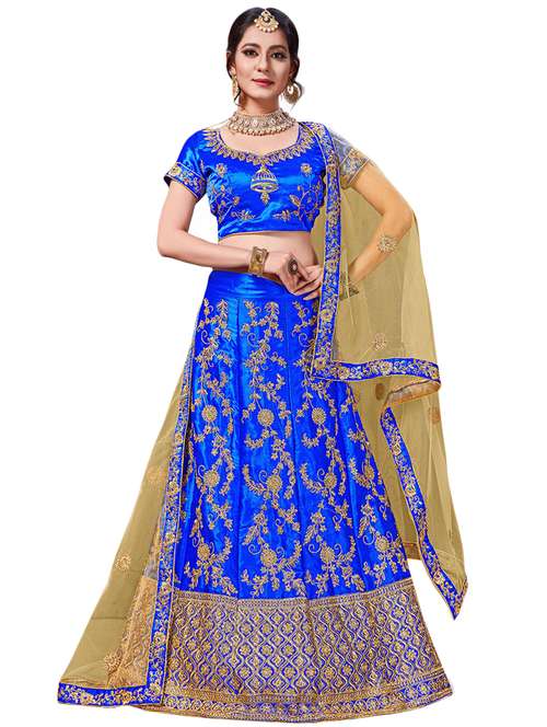 embroidered a-line semi-stitched lehenga - 17380010 - Very Small Image - 1