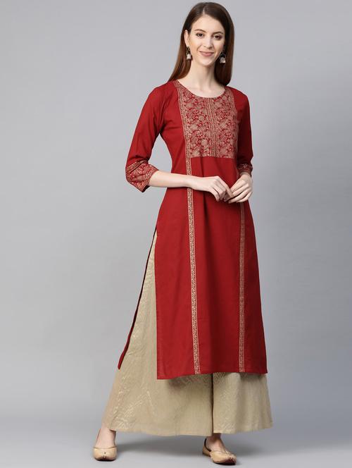 women's straight kurta - 17380733 - Very Small Image - 1