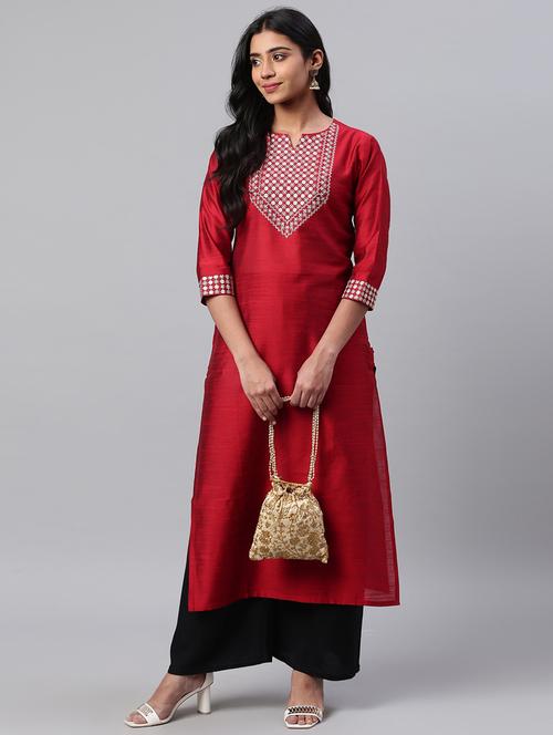 embroidered straight kurta - 17380754 - Very Small Image - 1