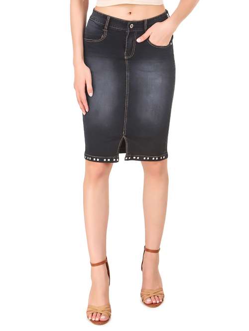embellished detail denim skirt - 17388853 - Very Small Image - 1