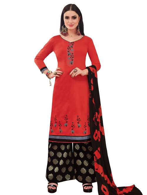 embroidered palazzo unstitched suit - 17393454 - Very Small Image - 1
