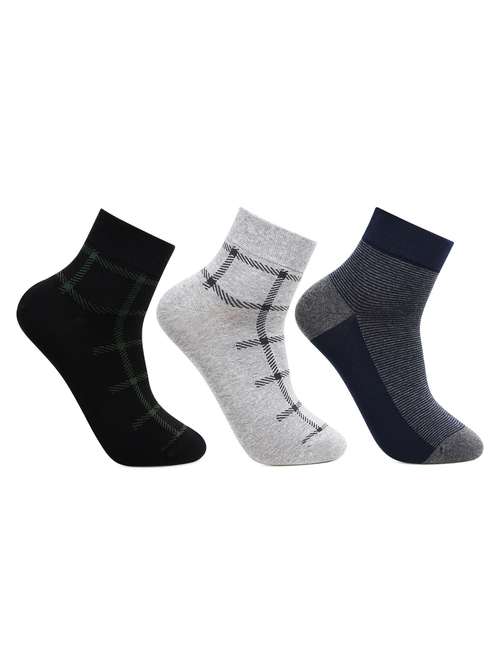 men pack of 3 checkered above ankle length socks - 17403093 - Very Small Image - 1