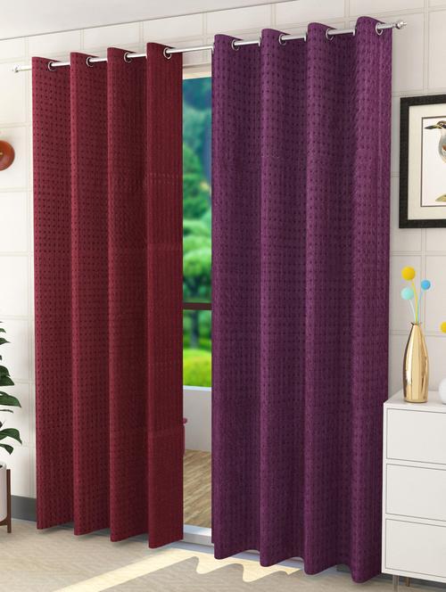 sheen décor galaxy rock 7 feet long door solid curtains size(4x7 feet)(pack of 2)maroon+purple - 17409992 - Very Small Image - 1