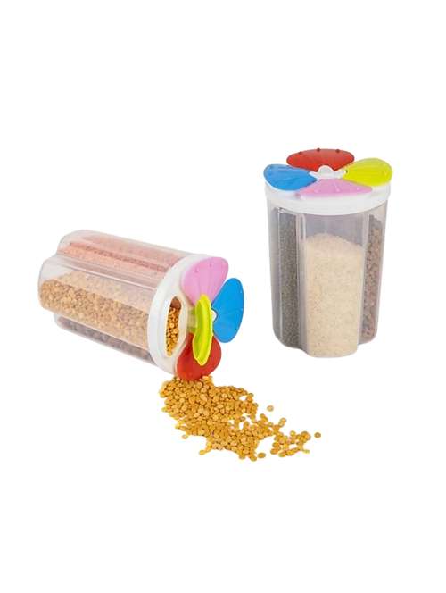 plastic 4 section air tight, grocery container (pack of 2) - 17418155 - Very Small Image - 1