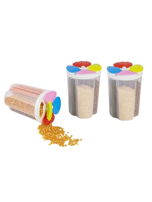 plastic 4 section air tight, grocery container (pack of 3) - 17418156 - Very Small Image - 1