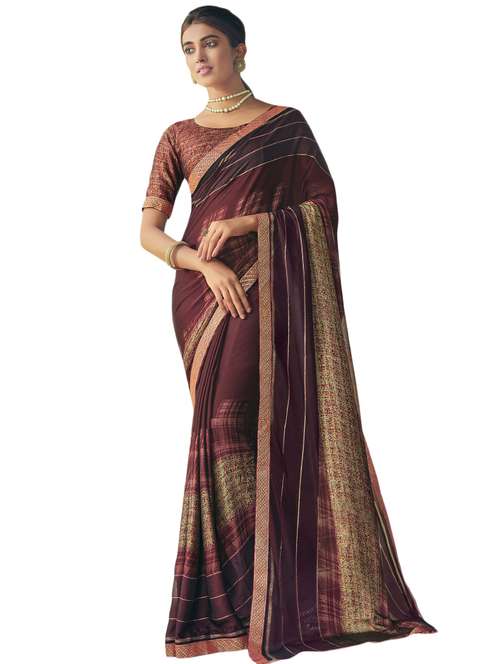 abstract printed saree with blouse - 17420011 - Very Small Image - 1