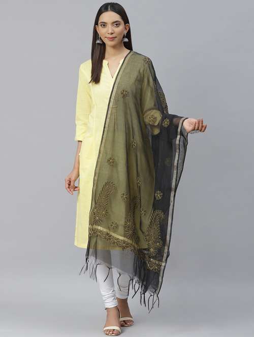 black chikankari dupatta - 17421177 - Very Small Image - 1